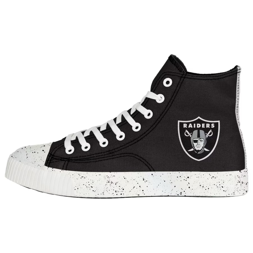 Black and White Athletic Shoes with Raiders Logo